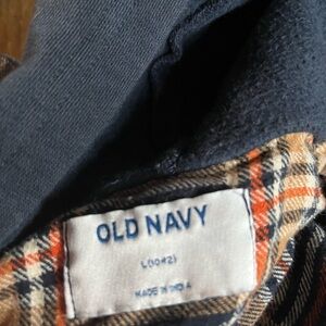 Old Navy Orange and Black Plaid Shirt